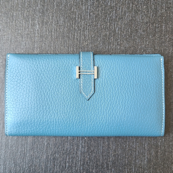 Hermes Handbags - Hermes blue Bearn Wallet